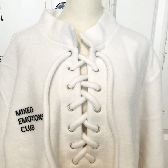 Daydream Nation Dolls Kill Mixed Emotions Fuzzy Oversized White Sweatshirt.NWT!M - Picture 6 of 12